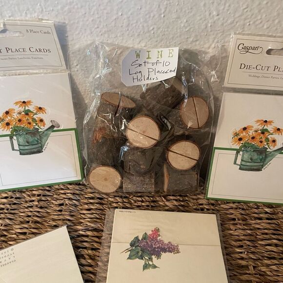 Pine Wood Place Setting Holders Caspari & Claudia Laub 1988 Die Cut Place Cards - Picture 14 of 16